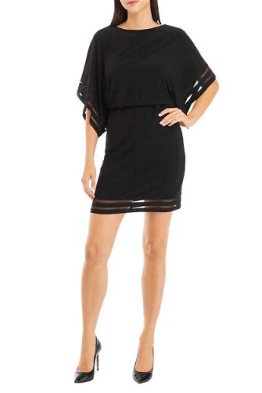 NEW JESSICA HOWARD kimono sleeve blouson-style mini dress in black